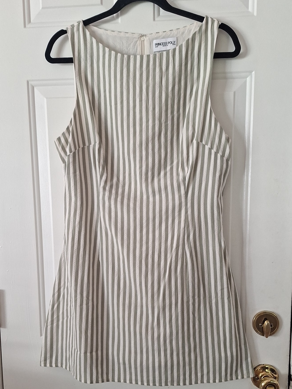 Princess Polly Cream & Taupe Vertical Stripe Mini Dress